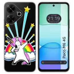 Funda Silicona Transparente para Xiaomi Poco M6 4G diseño Unicornio Dibujos