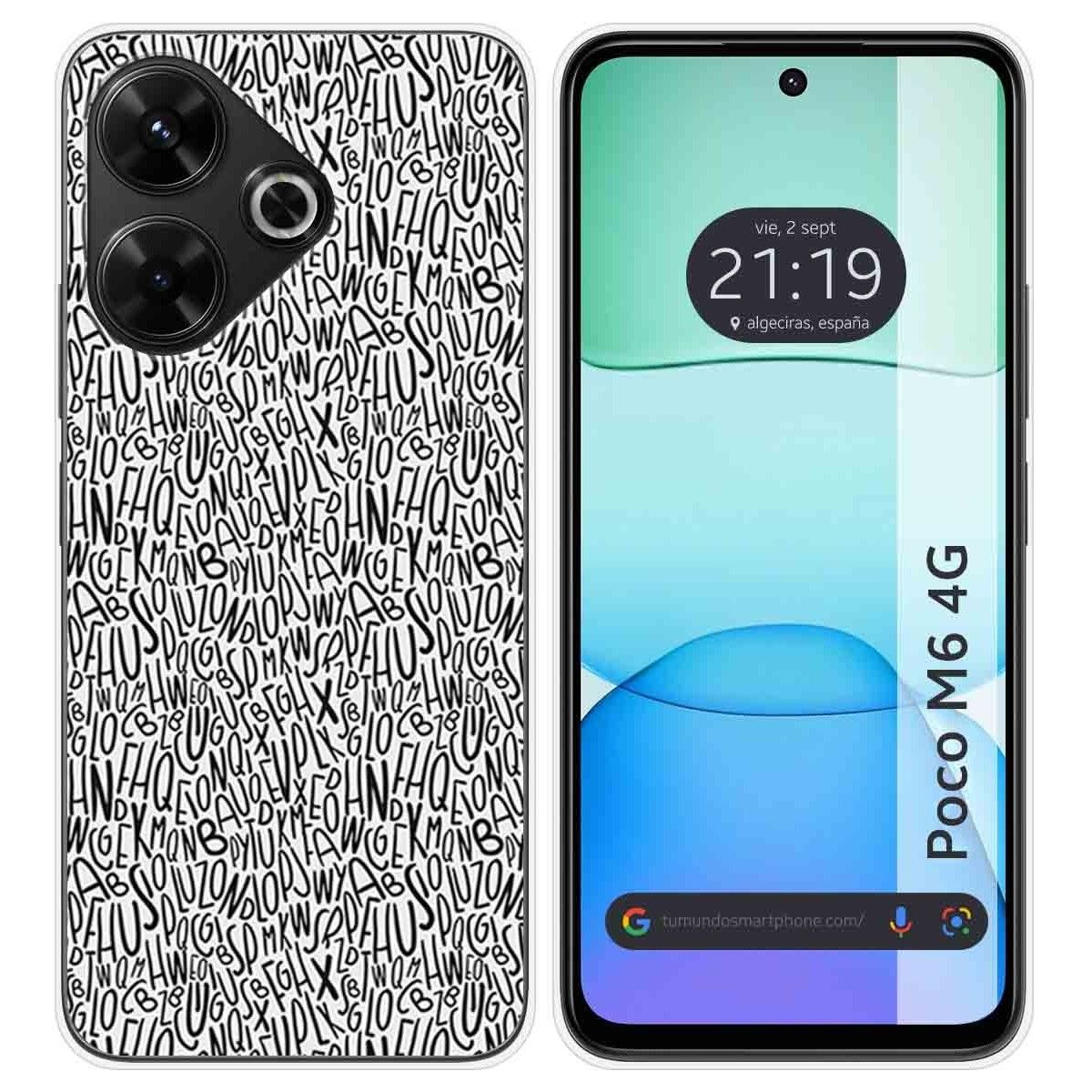 Funda Silicona para Xiaomi Poco M6 4G diseño Letras Dibujos