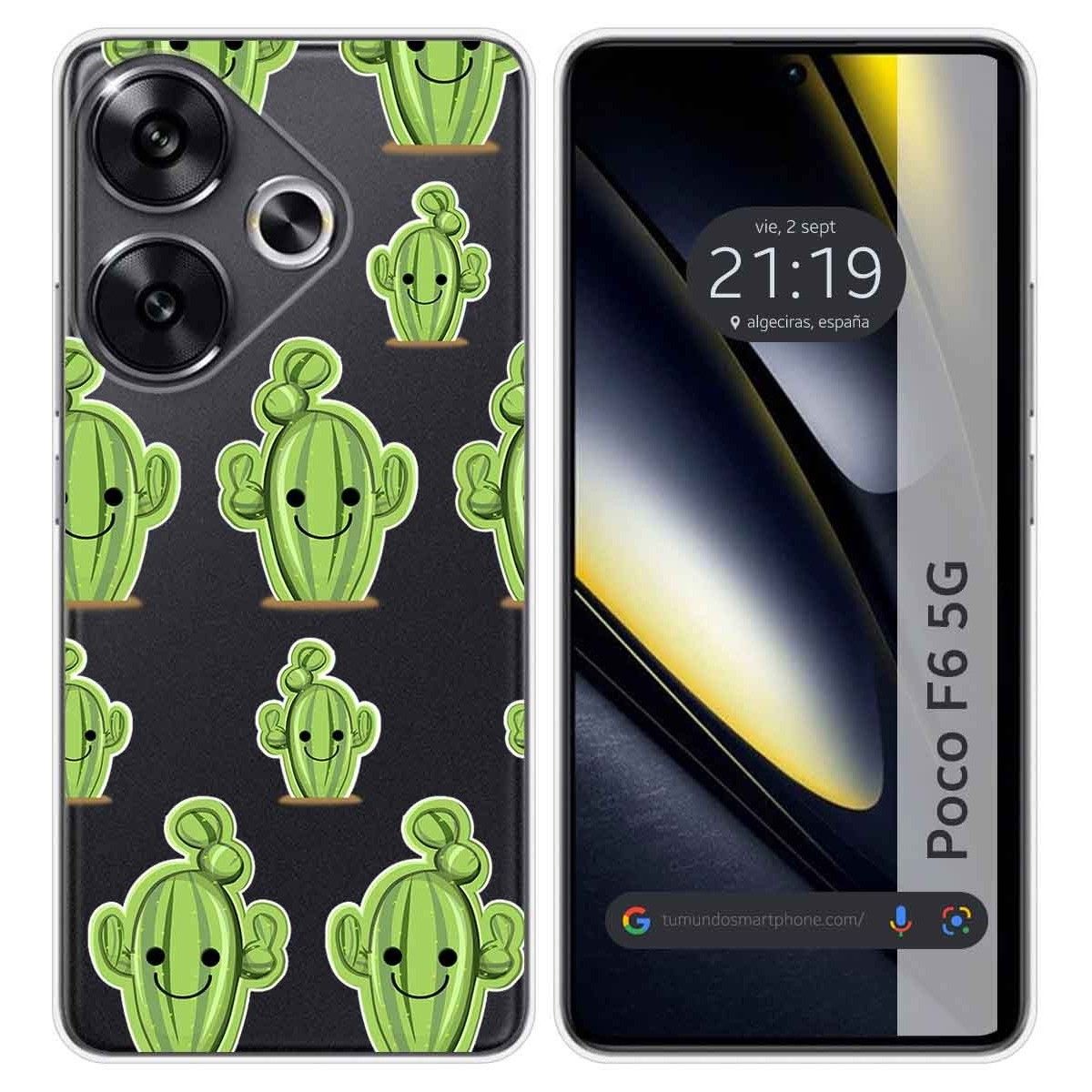 Funda Silicona Transparente para Xiaomi Poco F6 5G diseño Cactus Dibujos