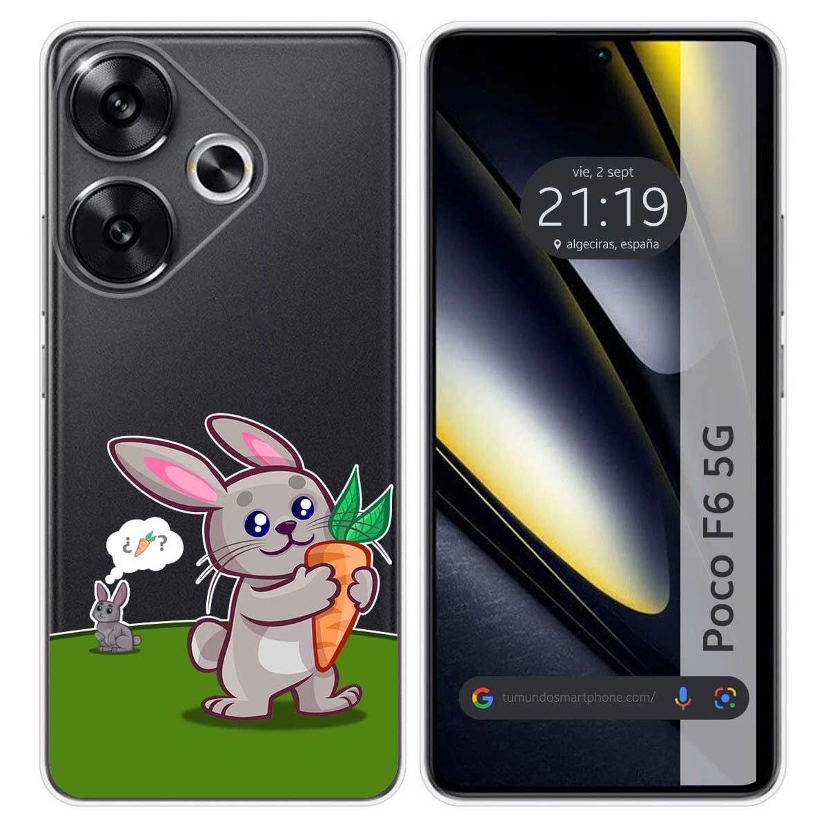 Funda Silicona Transparente para Xiaomi Poco F6 5G diseño Conejo Dibujos