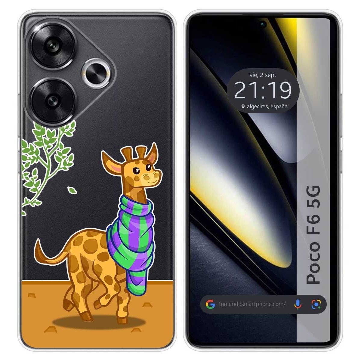 Funda Silicona Transparente para Xiaomi Poco F6 5G diseño Jirafa Dibujos