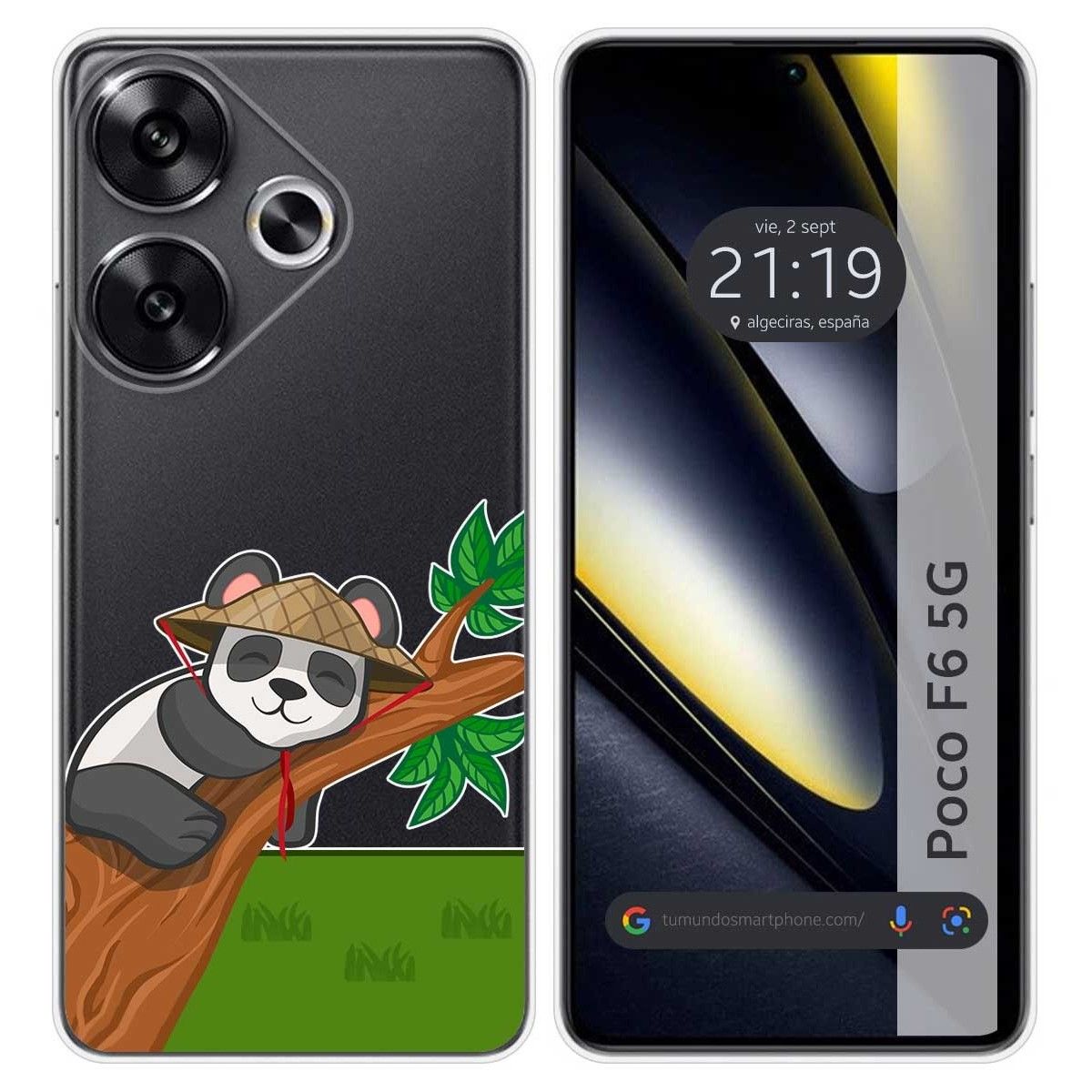 Funda Silicona Transparente para Xiaomi Poco F6 5G diseño Panda Dibujos