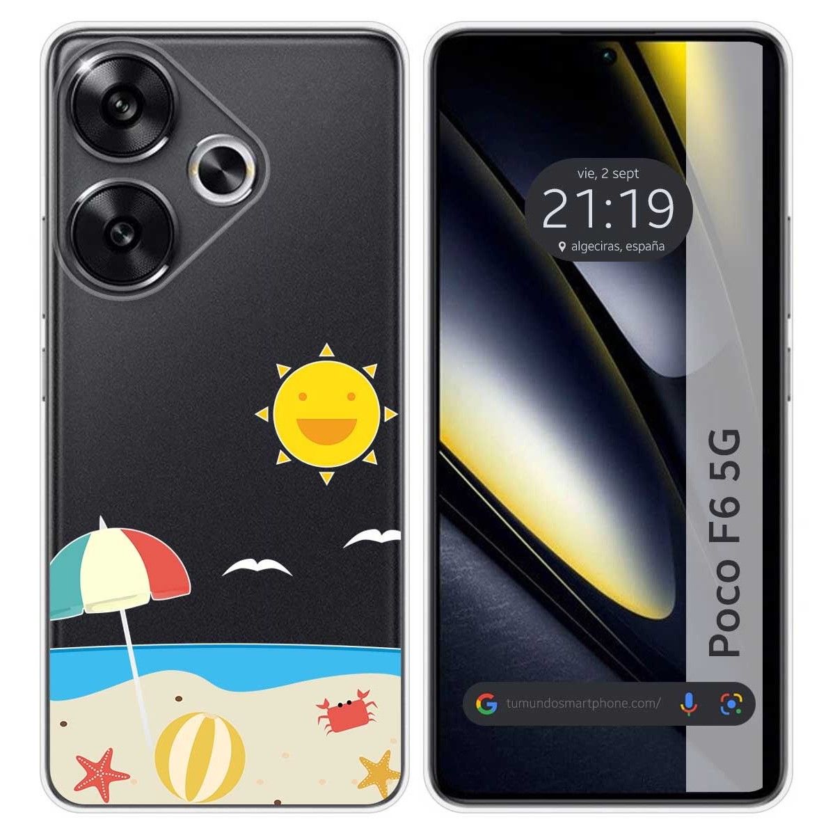 Funda Silicona Transparente para Xiaomi Poco F6 5G diseño Playa Dibujos