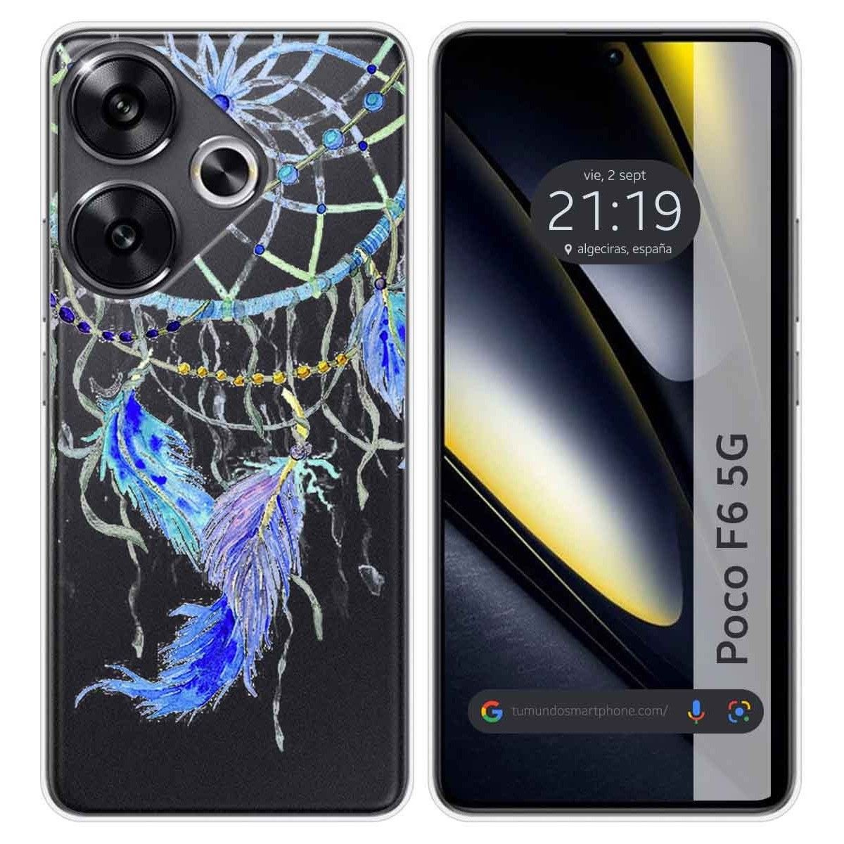 Funda Silicona Transparente para Xiaomi Poco F6 5G diseño Plumas Dibujos