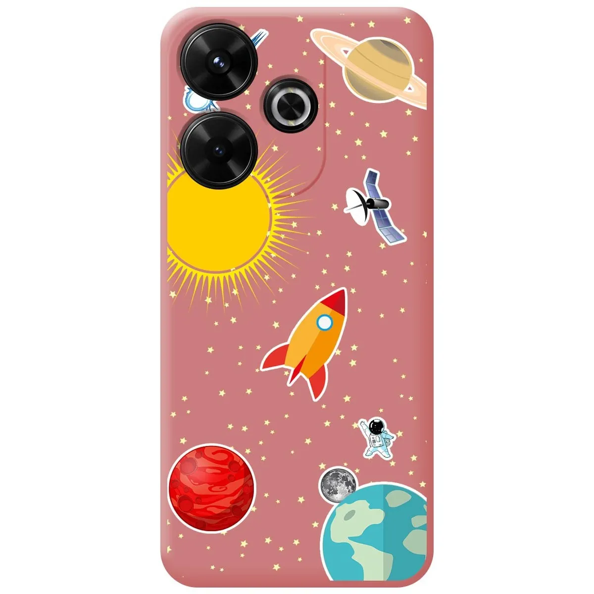 Funda Silicona Líquida Rosa para Xiaomi Redmi 13 4G diseño Espacio Dibujos