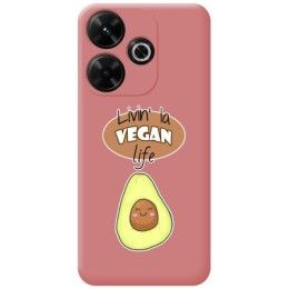 Funda Silicona Líquida Rosa para Xiaomi Redmi 13 4G diseño Vegan Life Dibujos