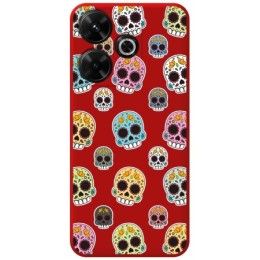 Funda Silicona Líquida Roja para Xiaomi Redmi 13 4G diseño Catrina Dibujos