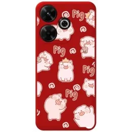 Funda Silicona Líquida Roja para Xiaomi Redmi 13 4G diseño Cerdos Dibujos