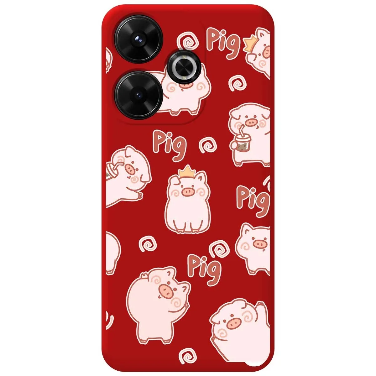 Funda Silicona Líquida Roja para Xiaomi Redmi 13 4G diseño Cerdos Dibujos