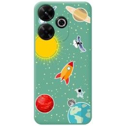 Funda Silicona Líquida Verde para Xiaomi Poco M6 4G diseño Espacio Dibujos