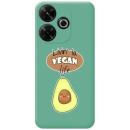 Funda Silicona Líquida Verde para Xiaomi Poco M6 4G diseño Vegan Life Dibujos
