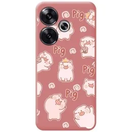 Funda Silicona Líquida Rosa para Xiaomi Poco F6 5G diseño Cerdos Dibujos