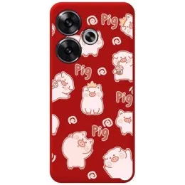Funda Silicona Líquida Roja para Xiaomi Poco F6 5G diseño Cerdos Dibujos