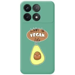 Funda Silicona Líquida Verde para Xiaomi Poco F6 Pro 5G diseño Vegan Life Dibujos
