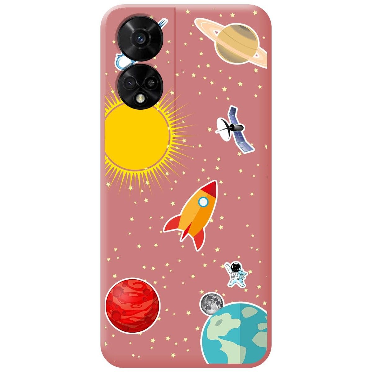 Funda Silicona Líquida Rosa para TCL 50 5G diseño Espacio Dibujos