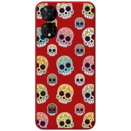 Funda Silicona Líquida Roja para TCL 50 5G diseño Catrina Dibujos