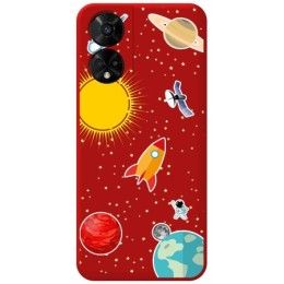 Funda Silicona Líquida Roja para TCL 50 5G diseño Espacio Dibujos