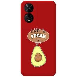 Funda Silicona Líquida Roja para TCL 50 5G diseño Vegan Life Dibujos