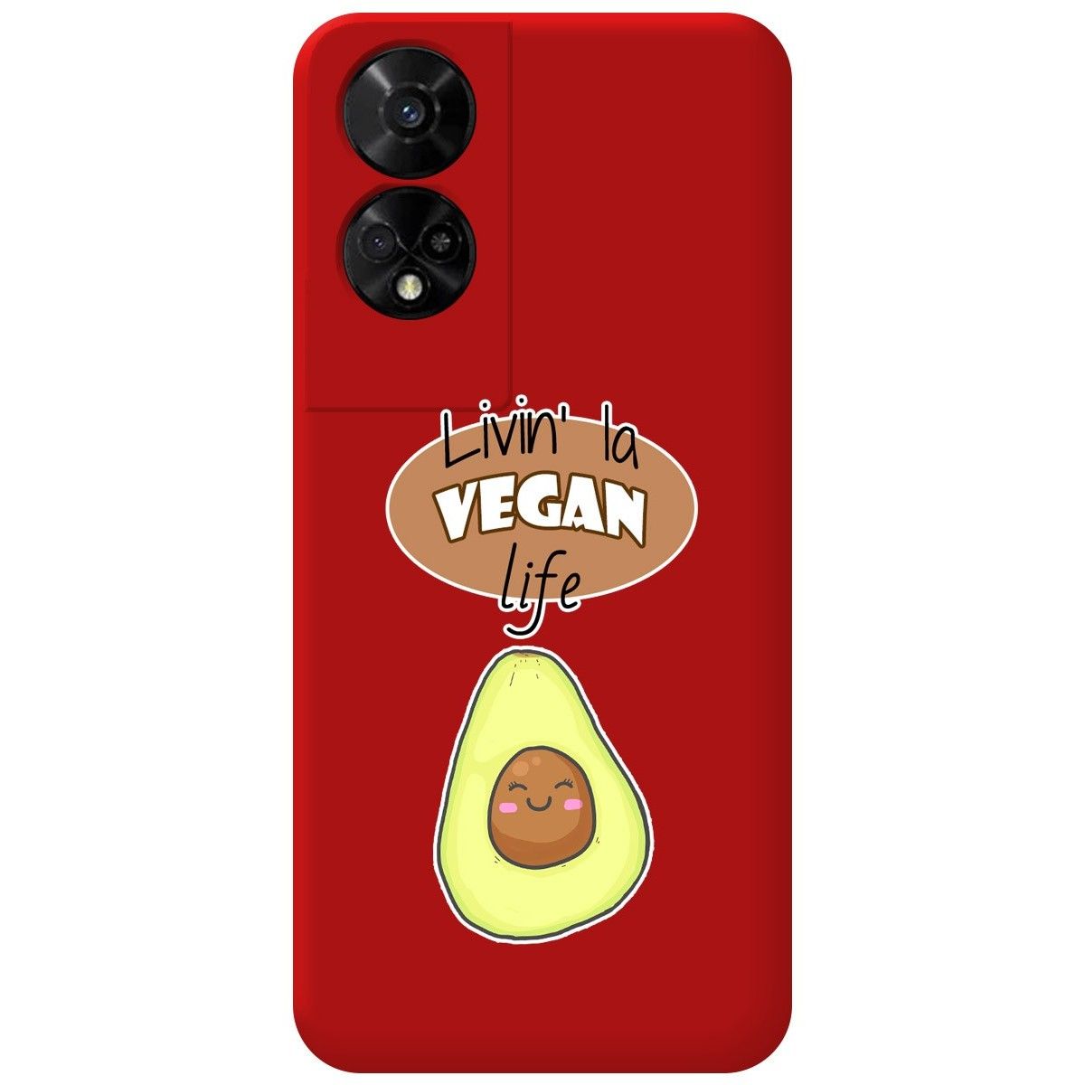 Funda Silicona Líquida Roja para TCL 50 5G diseño Vegan Life Dibujos