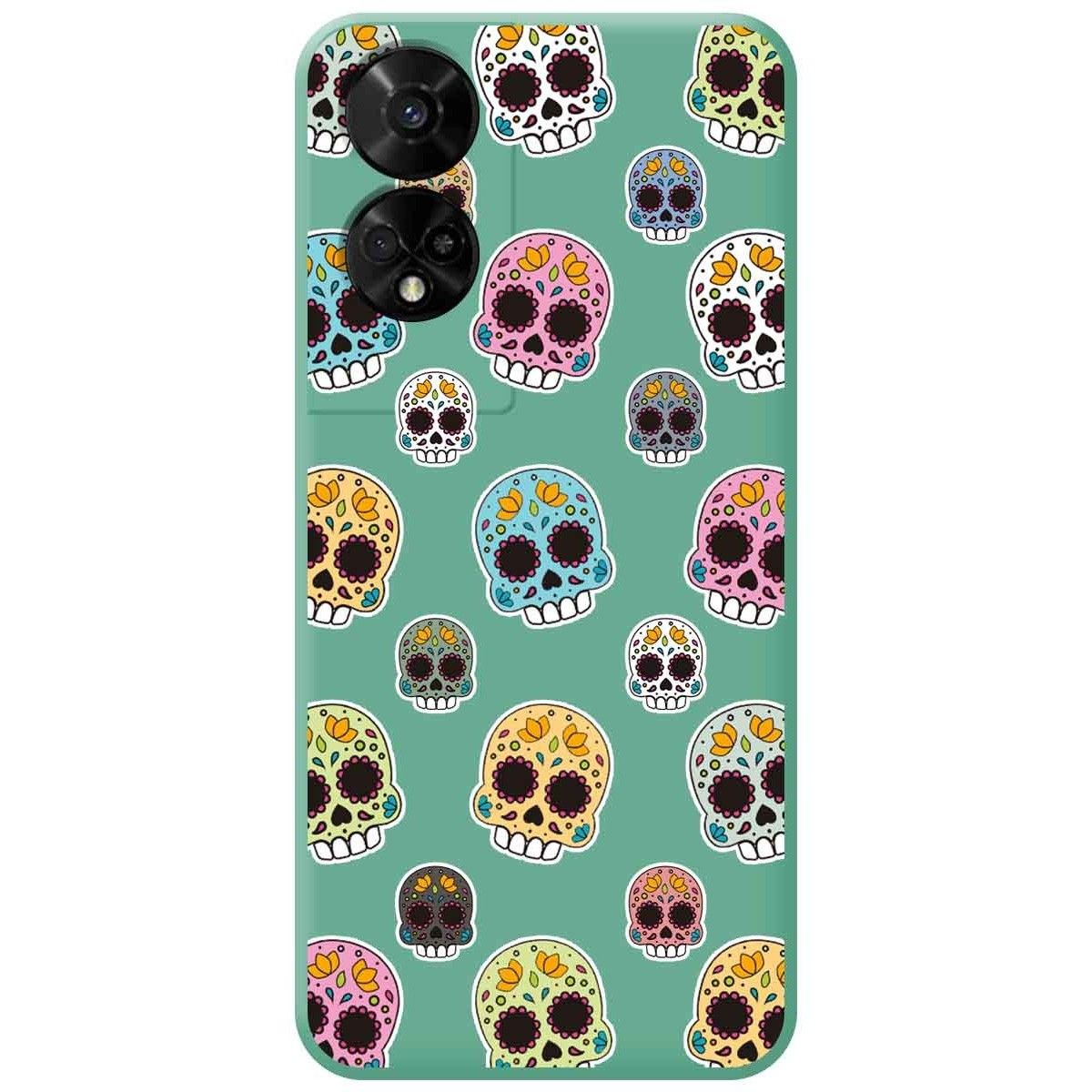 Funda Silicona Líquida Verde para TCL 50 5G diseño Catrina Dibujos