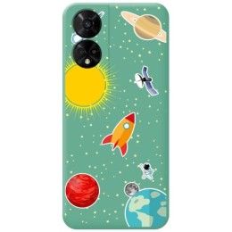 Funda Silicona Líquida Verde para TCL 50 5G diseño Espacio Dibujos