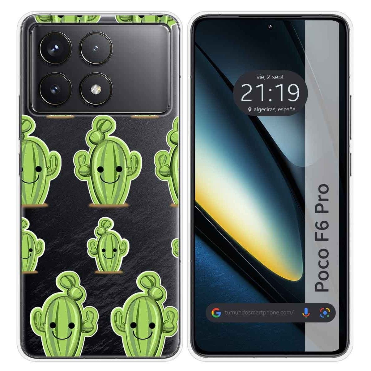 Funda Silicona Transparente para Xiaomi Poco F6 Pro 5G diseño Cactus Dibujos