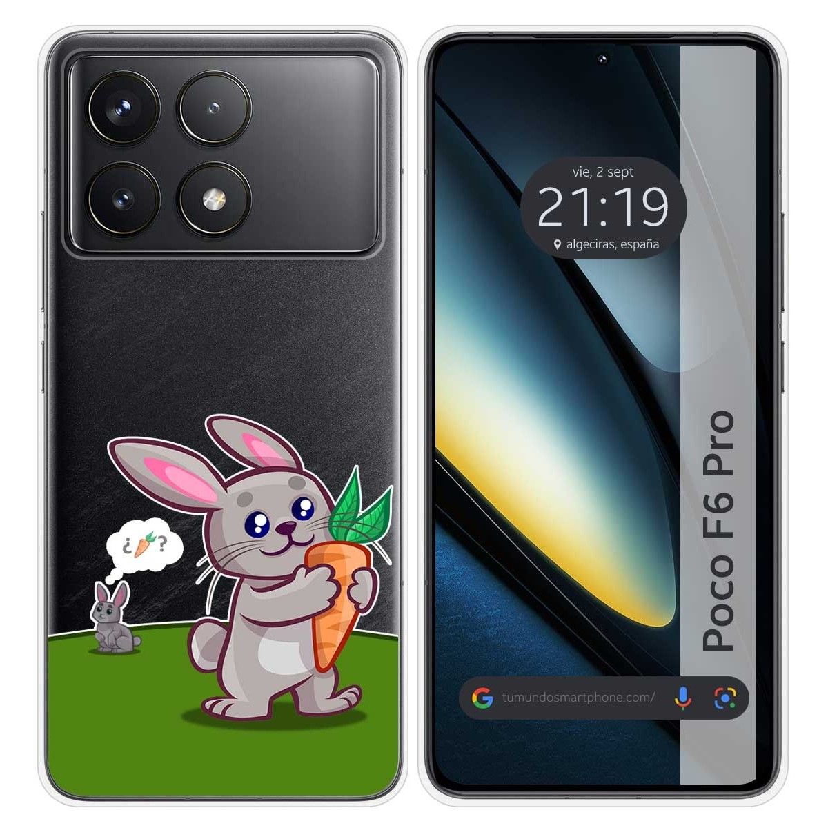 Funda Silicona Transparente para Xiaomi Poco F6 Pro 5G diseño Conejo Dibujos