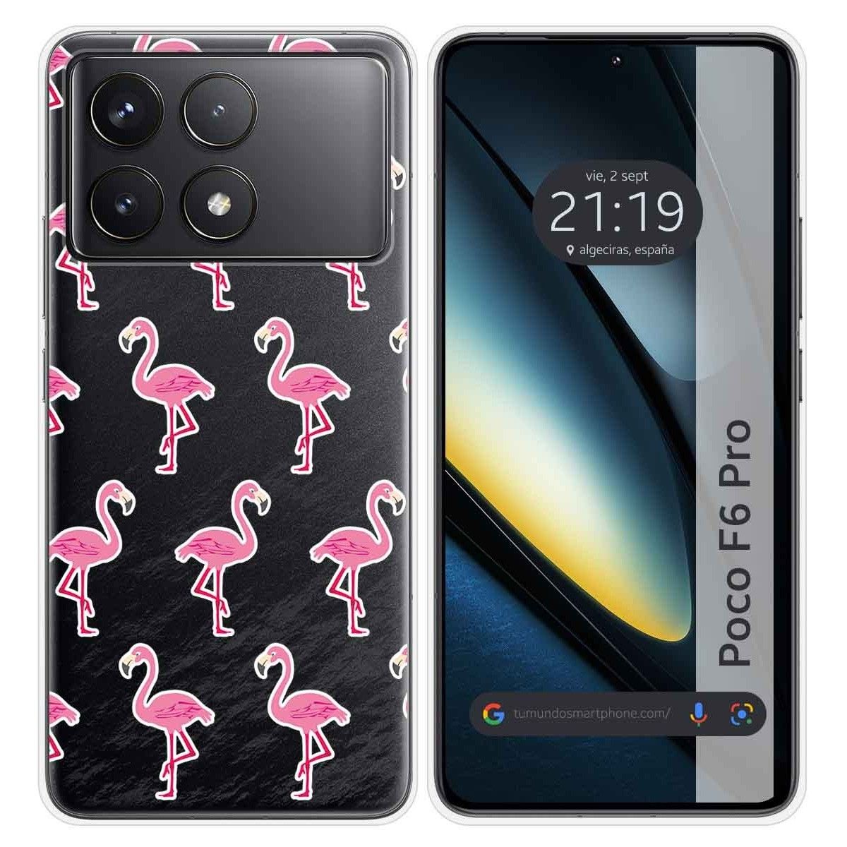 Funda Silicona Transparente para Xiaomi Poco F6 Pro 5G diseño Flamenco Dibujos