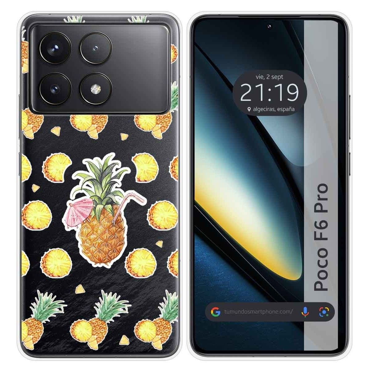 Funda Silicona Transparente para Xiaomi Poco F6 Pro 5G diseño Piña Dibujos