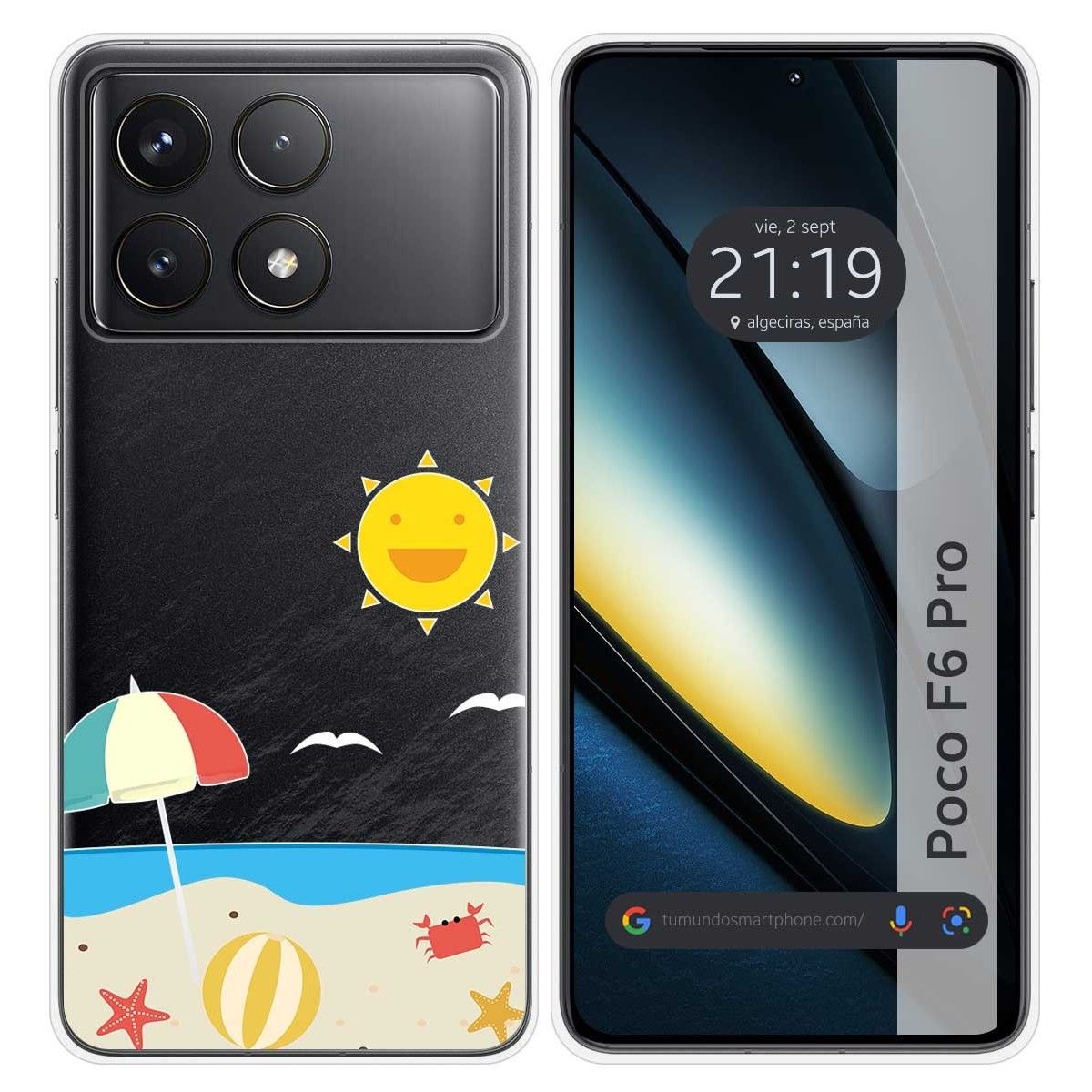 Funda Silicona Transparente para Xiaomi Poco F6 Pro 5G diseño Playa Dibujos