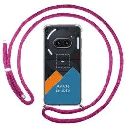 Personaliza tu Funda Colgante Transparente para Nothing Phone 2a 5G con Cordon Rosa Fucsia Dibujo Personalizada