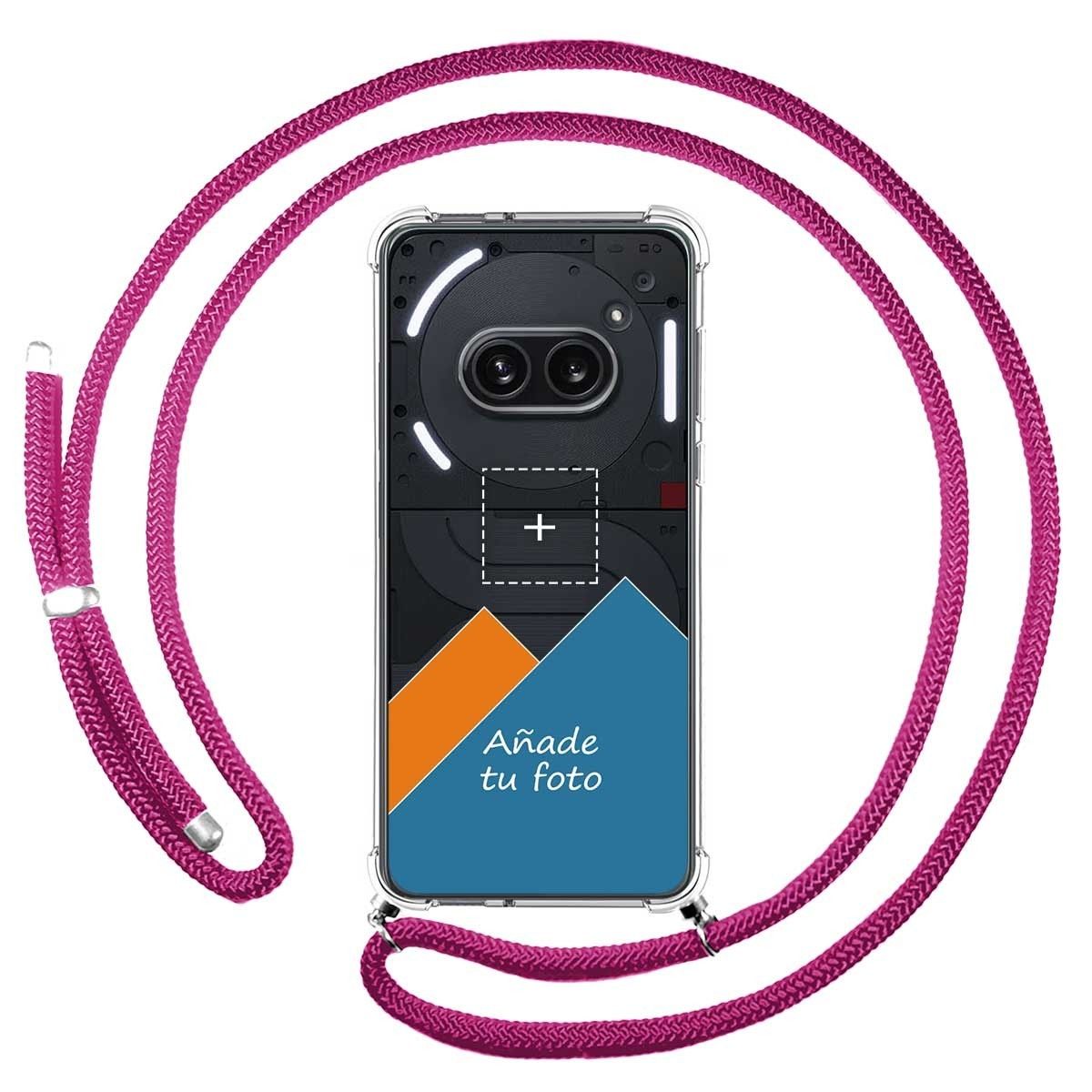 Personaliza tu Funda Colgante Transparente para Nothing Phone 2a 5G con Cordon Rosa Fucsia Dibujo Personalizada