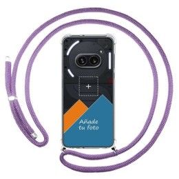 Personaliza tu Funda Colgante Transparente para Nothing Phone 2a 5G con Cordon Morado Dibujo Personalizada