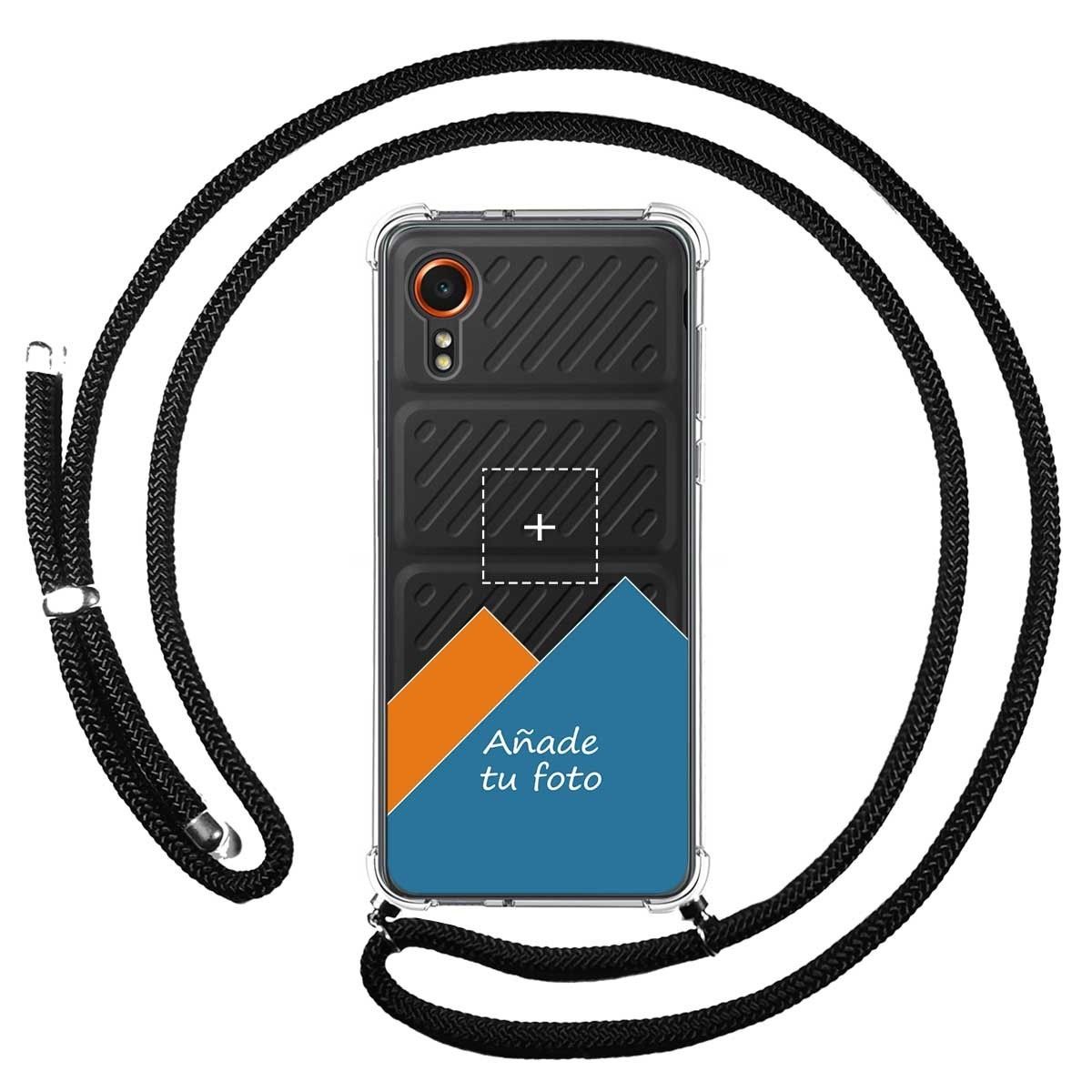 Personaliza tu Funda Colgante Transparente para Samsung Galaxy Xcover 7 5G con Cordon Negro Dibujo Personalizada