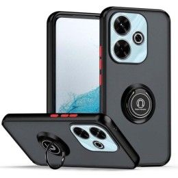 Funda Mate con Borde Negro y Anillo Giratorio 360 para Xiaomi Redmi 13 4G