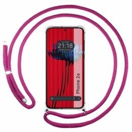 Funda Colgante Transparente para Nothing Phone 2a 5G con Cordon Rosa Fucsia