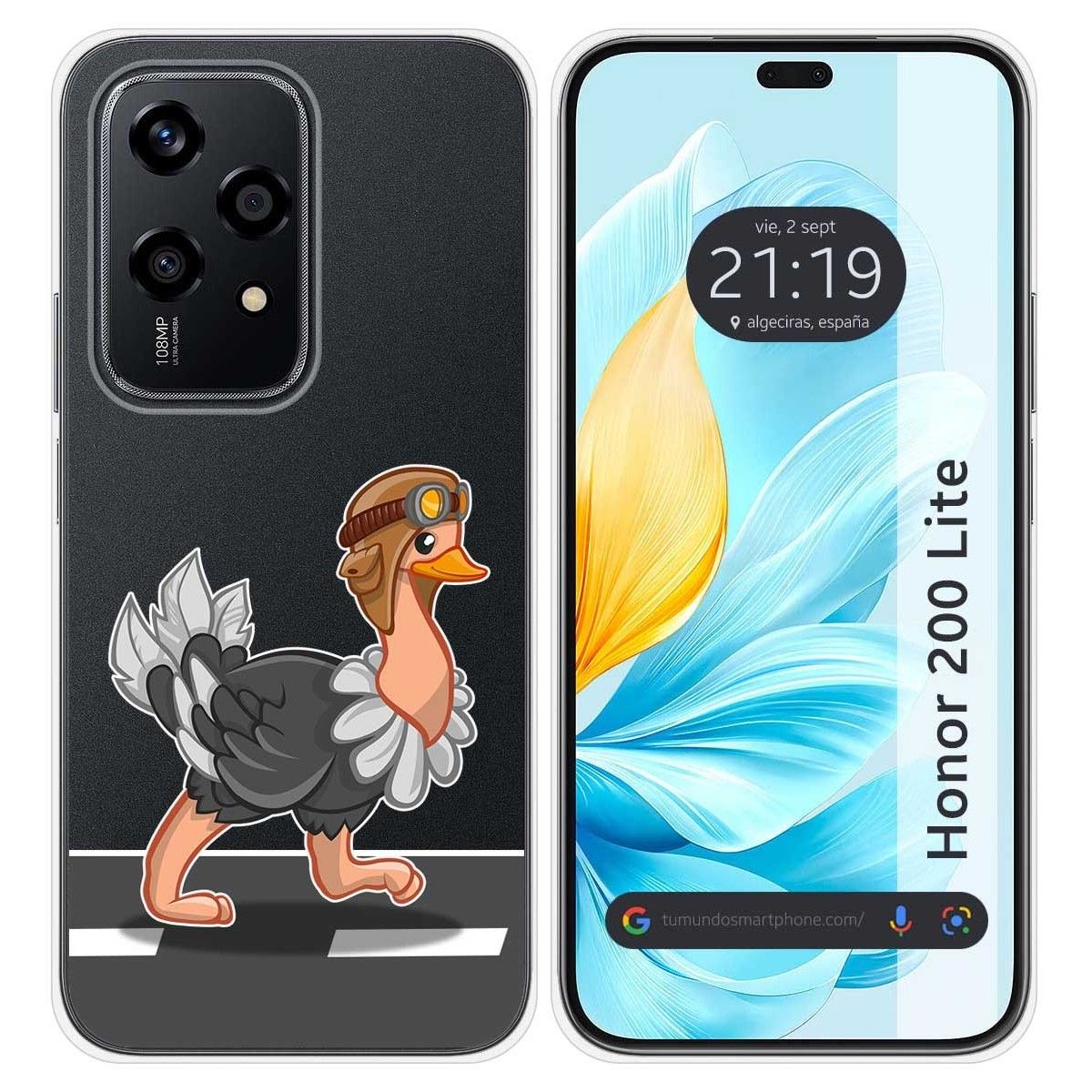 Funda Silicona Transparente para Huawei Honor 200 Lite 5G diseño Avestruz Dibujos