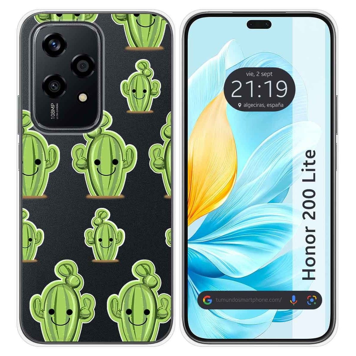 Funda Silicona Transparente para Huawei Honor 200 Lite 5G diseño Cactus Dibujos