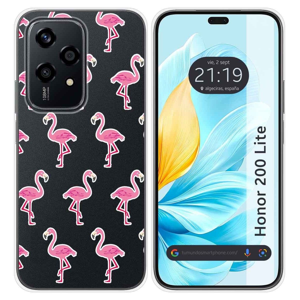 Funda Silicona Transparente para Huawei Honor 200 Lite 5G diseño Flamenco Dibujos