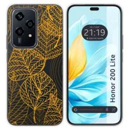 Funda Silicona Transparente para Huawei Honor 200 Lite 5G diseño Hojas Dibujos