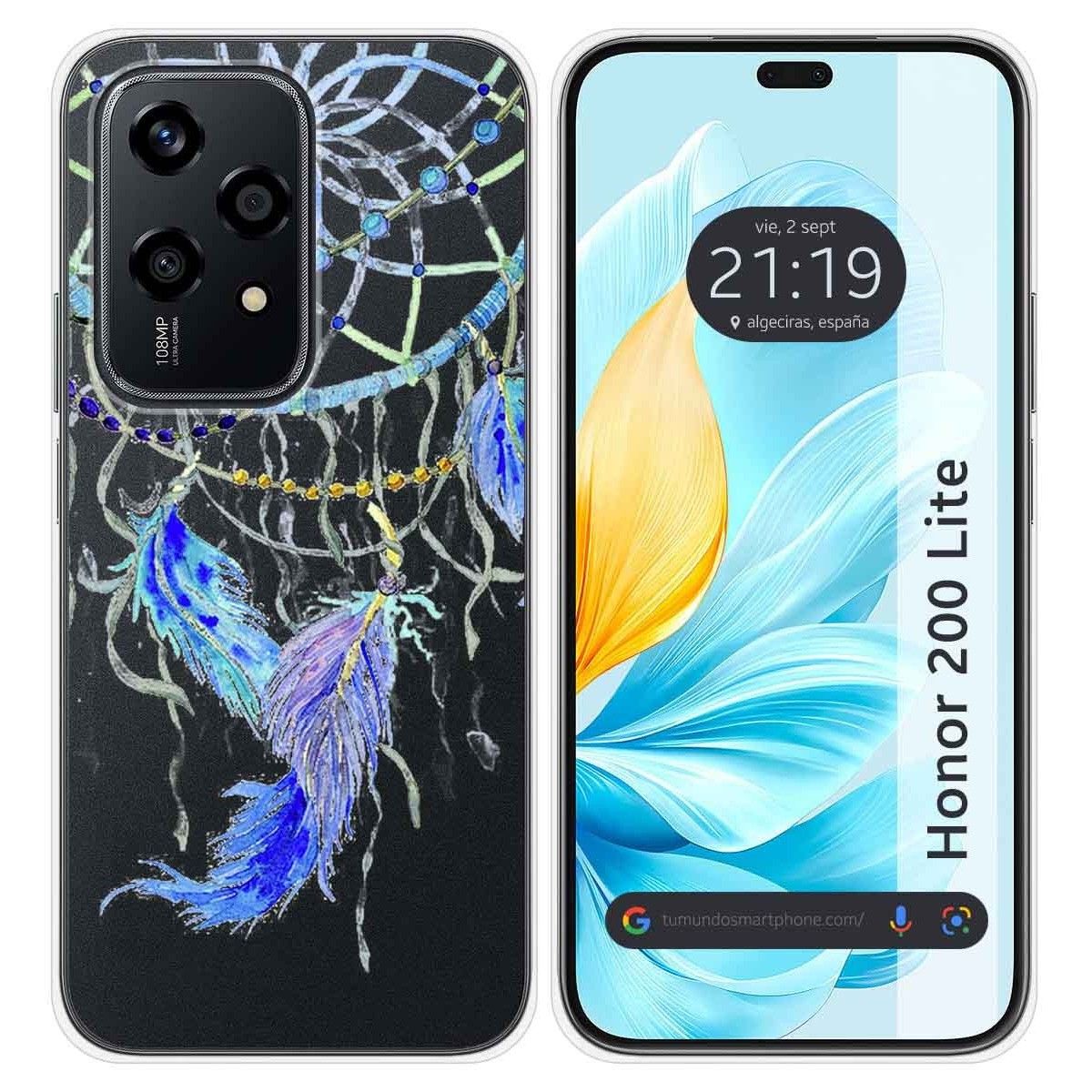 Funda Silicona Transparente para Huawei Honor 200 Lite 5G diseño Plumas Dibujos