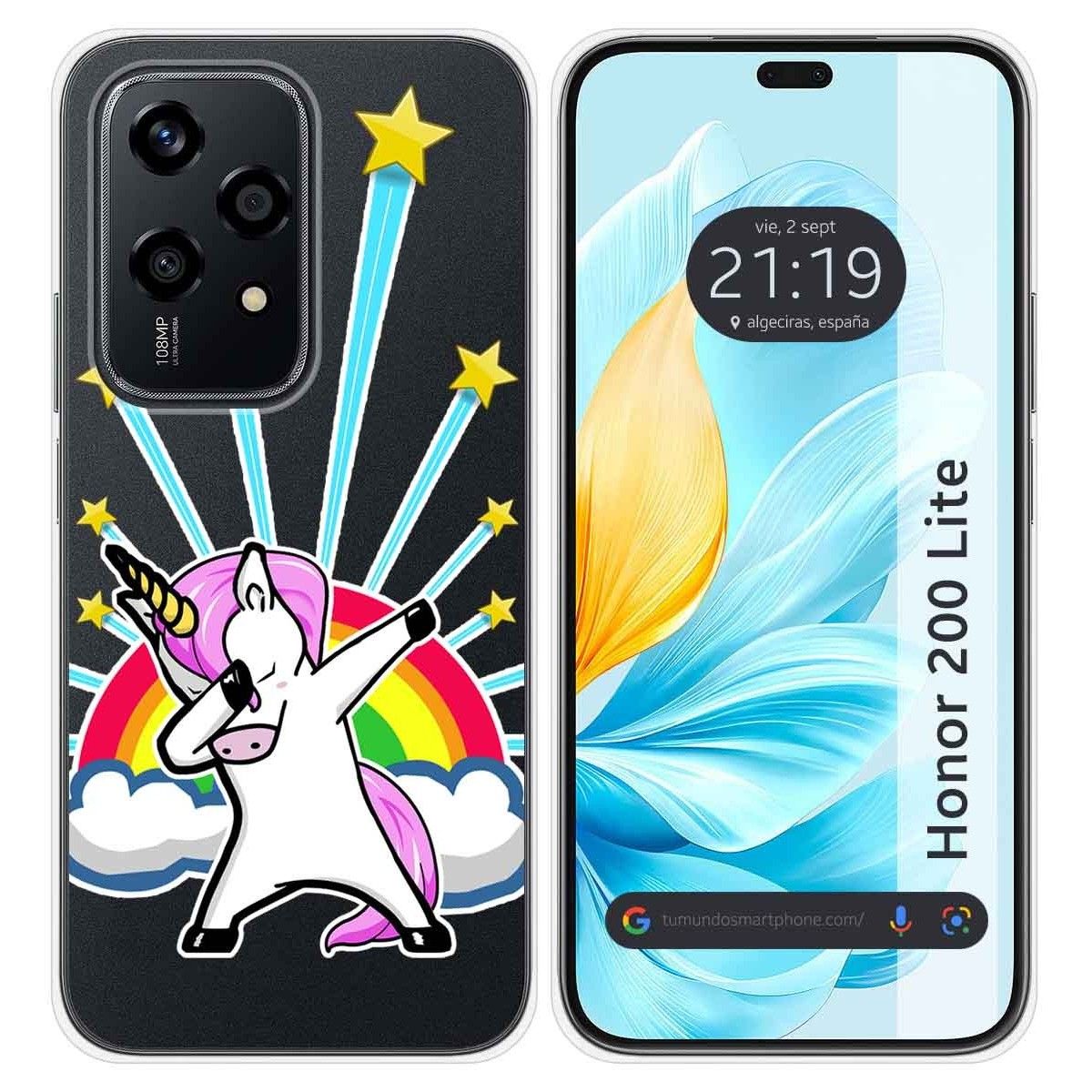 Funda Silicona Transparente para Huawei Honor 200 Lite 5G diseño Unicornio Dibujos