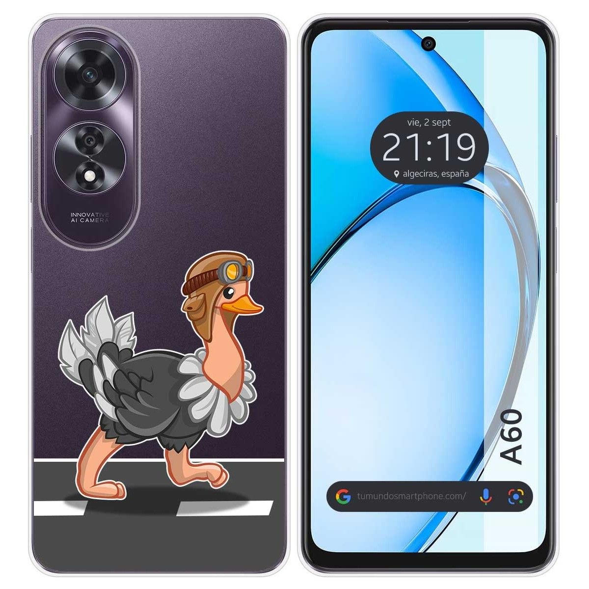 Funda Silicona Transparente para Oppo A60 4G diseño Avestruz Dibujos