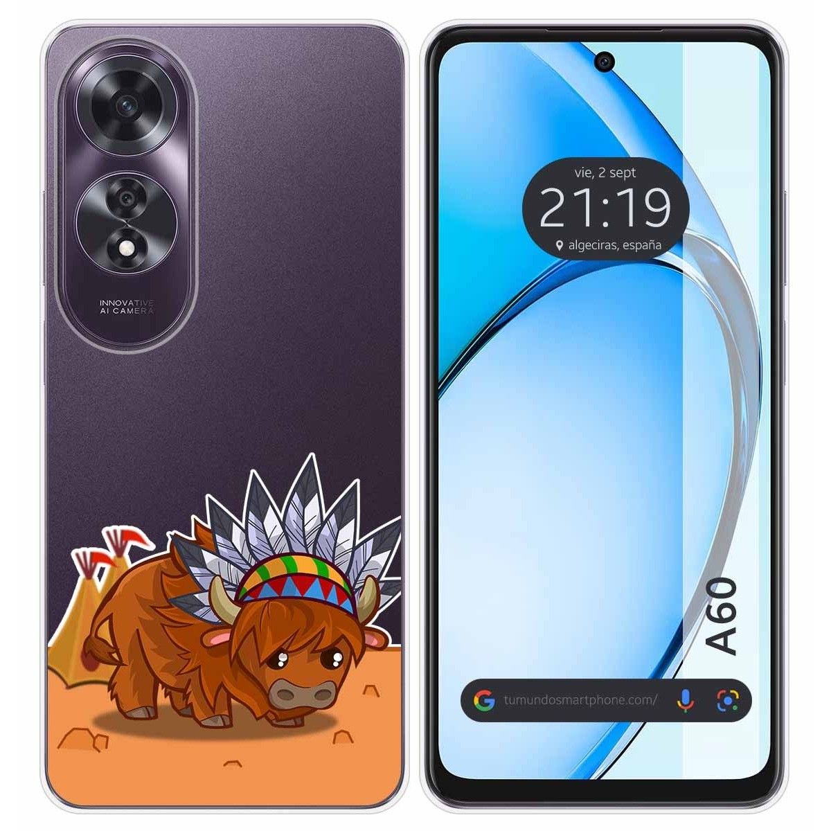 Funda Silicona Transparente para Oppo A60 4G diseño Bufalo Dibujos