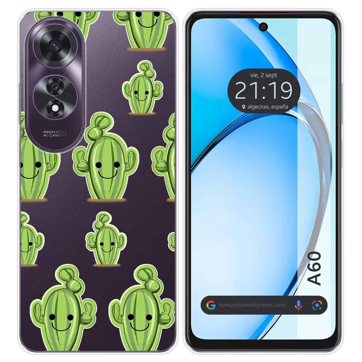 Funda Silicona Transparente para Oppo A60 4G diseño Cactus Dibujos