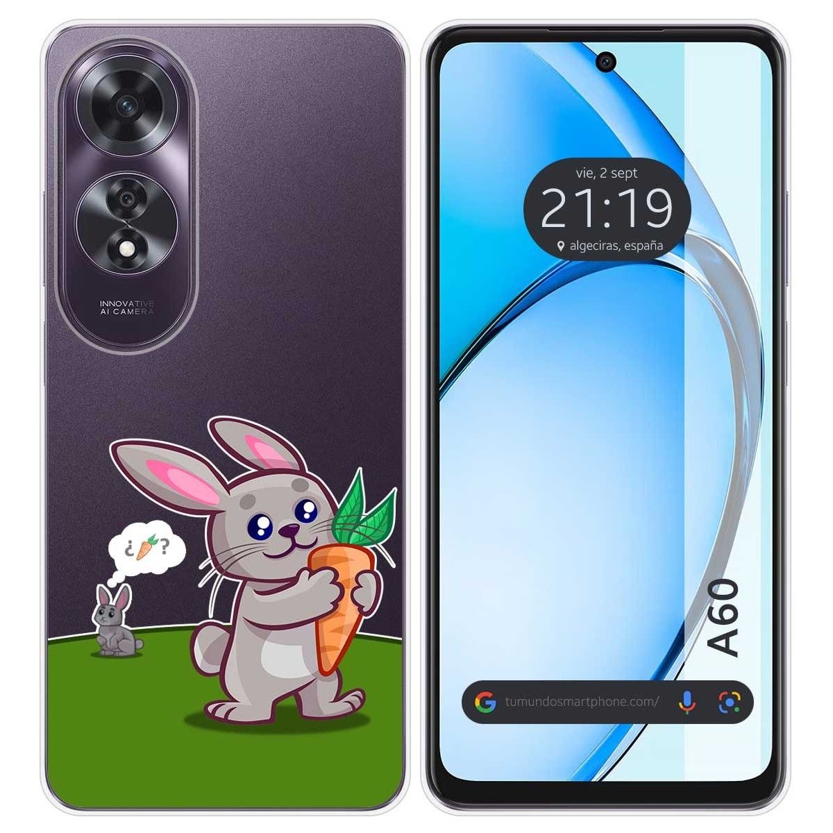 Funda Silicona Transparente para Oppo A60 4G diseño Conejo Dibujos