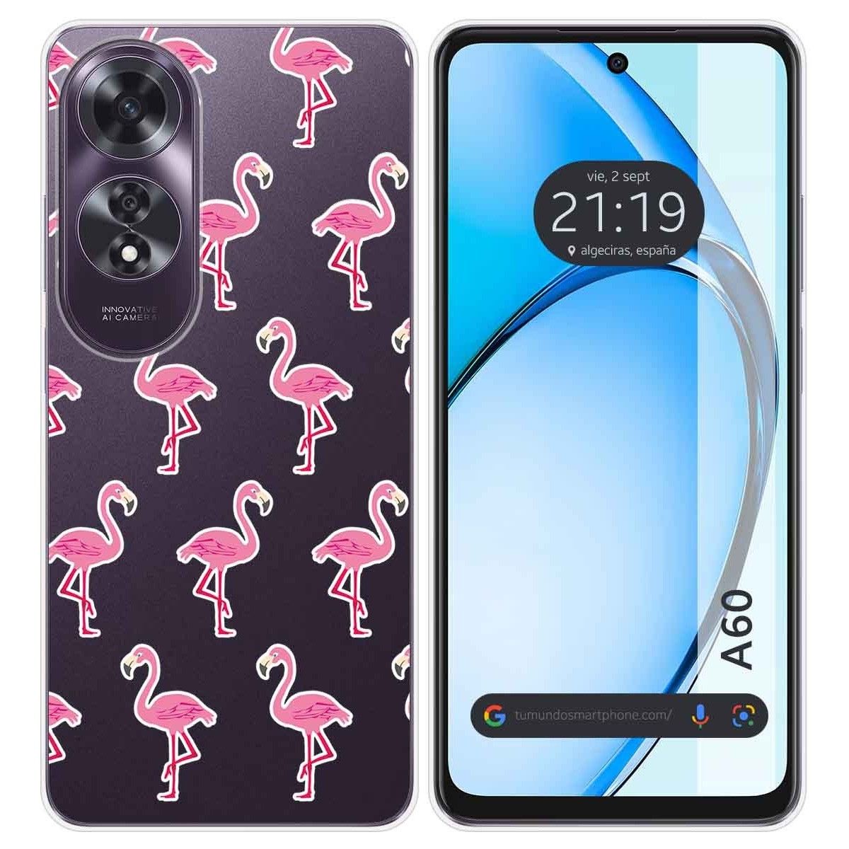 Funda Silicona Transparente para Oppo A60 4G diseño Flamenco Dibujos