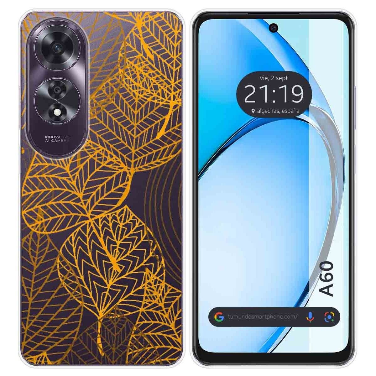 Funda Silicona Transparente para Oppo A60 4G diseño Hojas Dibujos