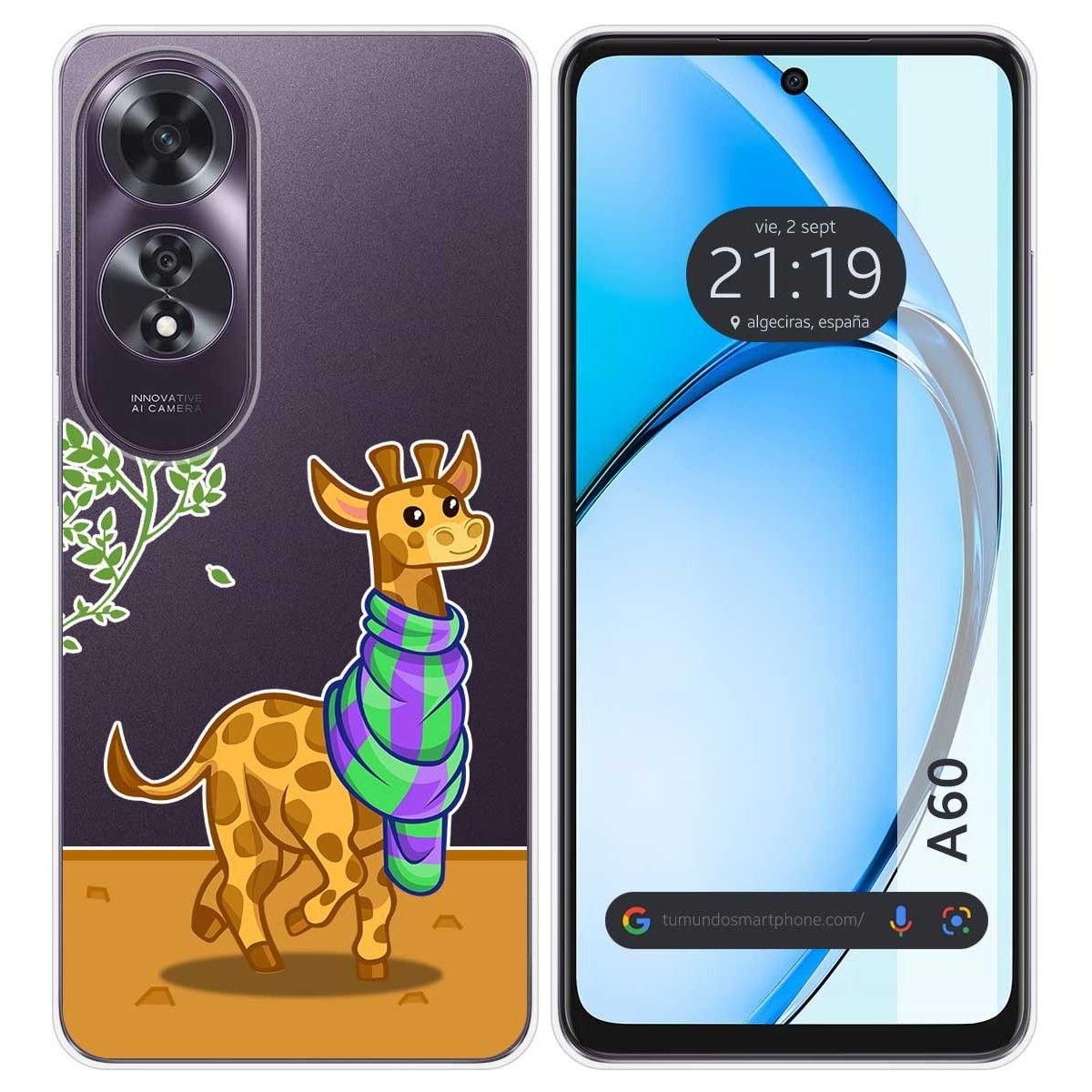 Funda Silicona Transparente para Oppo A60 4G diseño Jirafa Dibujos