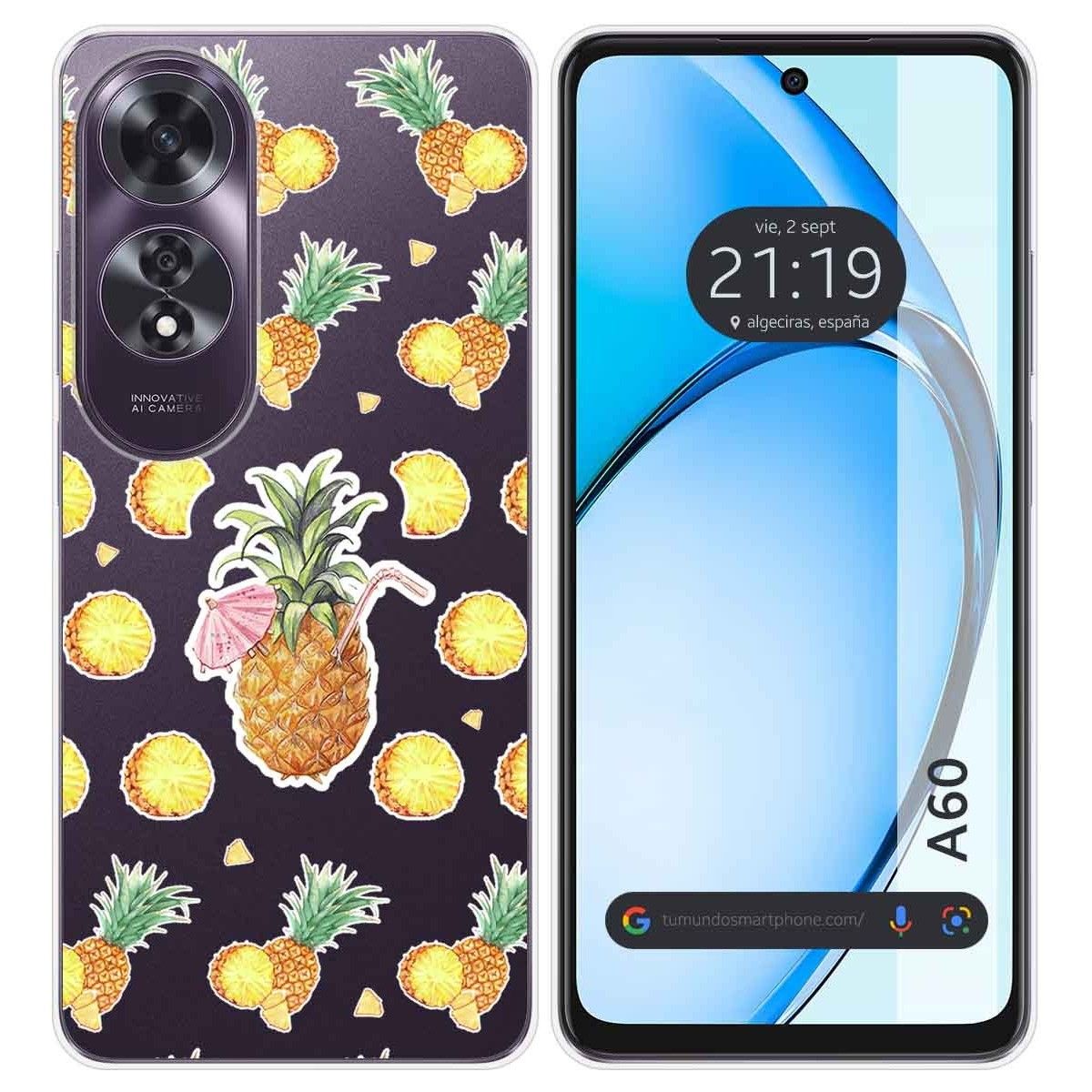 Funda Silicona Transparente para Oppo A60 4G diseño Piña Dibujos